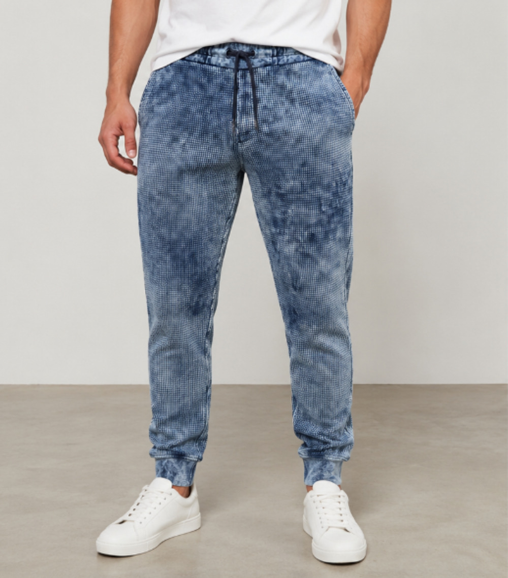 Cotton Citizen Men Blue Acid Wash Thermal Jogger Sweatpants Sz M USA Made Lounge